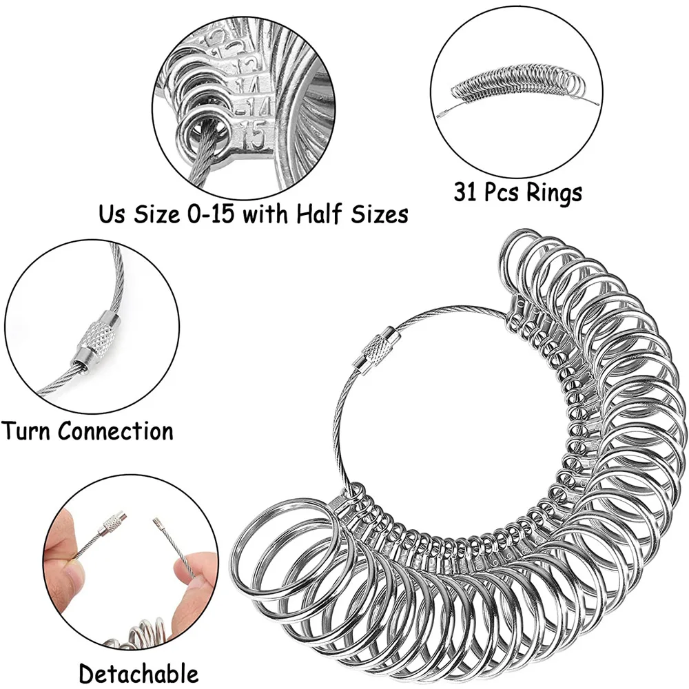 Ring Sizer Mandrel Kit Finger Gauge Jewelry Tool 4 Ring Sizer Mandrel Kit Finger Gauge Jewelry Tool 4