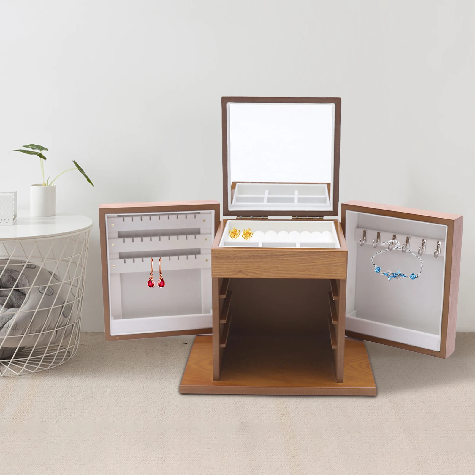 5-Tier Jewelry Box 4 Drawers 6 Hooks Organizer 3 5-Tier Jewelry Box 4 Drawers 6 Hooks Organizer 3