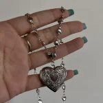 Stainless Steel Romantic Heart Locket Necklace 4