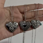 Stainless Steel Romantic Heart Locket Necklace 3