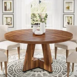 Round Farmhouse Dining Table 47-inch for 4 2