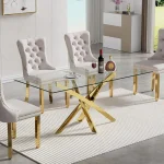 Golden Glass Dining Table 51-inch for 6 Modern 1