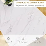 White Marble Dining Table 71-inch Gold for 6-8 5