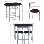 Compact Dining Set for 2 with Wine Rack 3-Piece 3