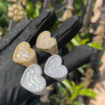Iced Out Heart Baguette Ring Womens Micro Pave 2