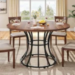 Round Dining Table 45-inch Farmhouse Metal Base 5