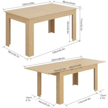 59 to 86-Inch Extendable Dining Table for 6-10 2
