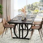 LITTLE TREE 63-Inch Black Dining Table for 4-6 2
