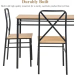 5-Piece Wood and Metal Dining Set with 4 Chairs 4