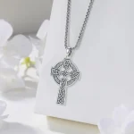 Silver Celtic Cross Evil Eye Irish Pendant 3