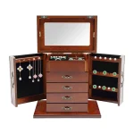 5-Tier 4 Drawer Wooden Jewelry Box with Mirror 6