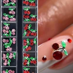 3D Cherry Nail Charms 36pc Rhinestone Glitter Set 2