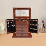 5-Tier 4 Drawer Wooden Jewelry Box with Mirror 1