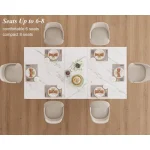 White Faux Marble Dinner Table 63-inch for 6 5