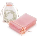 50pcs Pink Organza Drawstring Jewelry Pouch Bag 1