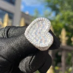 Iced Out Heart Baguette Ring Womens Micro Pave 5