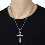 Ancient Egypt Ankh Cross Charm Pendant Gold Silver Color Stainless Steel Amulet Necklaces For Women Men Egyptian Jewelry Gifts 4