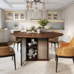 47-Inch Round Table with Fridge Storage Adjustable 5