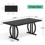 LITTLE TREE 63-Inch Black Dining Table for 4-6 3