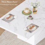 White Faux Marble Dinner Table 63-inch for 6 4