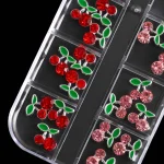 3D Cherry Nail Charms 36pc Rhinestone Glitter Set 4