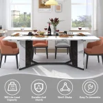 White Marble Dining Table for Family 71-inch 2