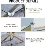 Golden Glass Dining Table 51-inch for 6 Modern 6