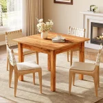 Square Dining Table 39-inch Brown Wood for 4 5