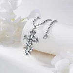 925 Sterling Silver Orthodox Cross Necklace Amulet 4