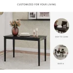 Elegant Black Rectangular Dining Table 4