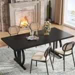 LITTLE TREE 63-Inch Black Dining Table for 4-6 4