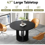 Round Fluted Dining Table 47-inch for 4 Black 3