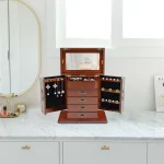 5-Tier 4 Drawer Wooden Jewelry Box with Mirror 3