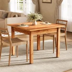 Square Dining Table 39-inch Brown Wood for 4 2