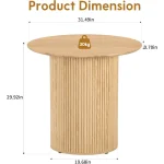 31.5-Inch Round Farmhouse Table Fluted Wood Base 2