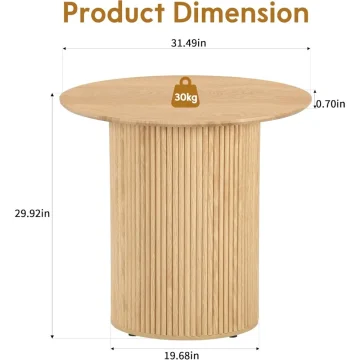 315 Inch Round Farmhouse Table Fluted Wood Base 2 | PricZone