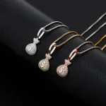 Silver Money Bag Pendant Iced Out Chain 2