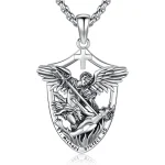 St Michael Silver Protection Pendant Necklace 1