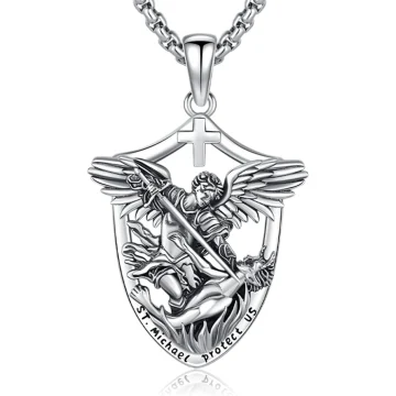 St Michael Silver Protection Pendant Necklace 1