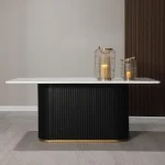 White Faux Marble Dining Table 70-inch for 6 4