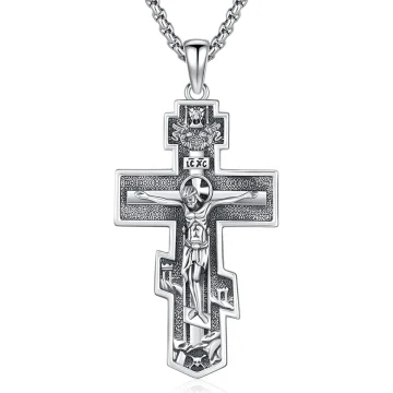 925 Sterling Silver Orthodox Cross Necklace Amulet 1