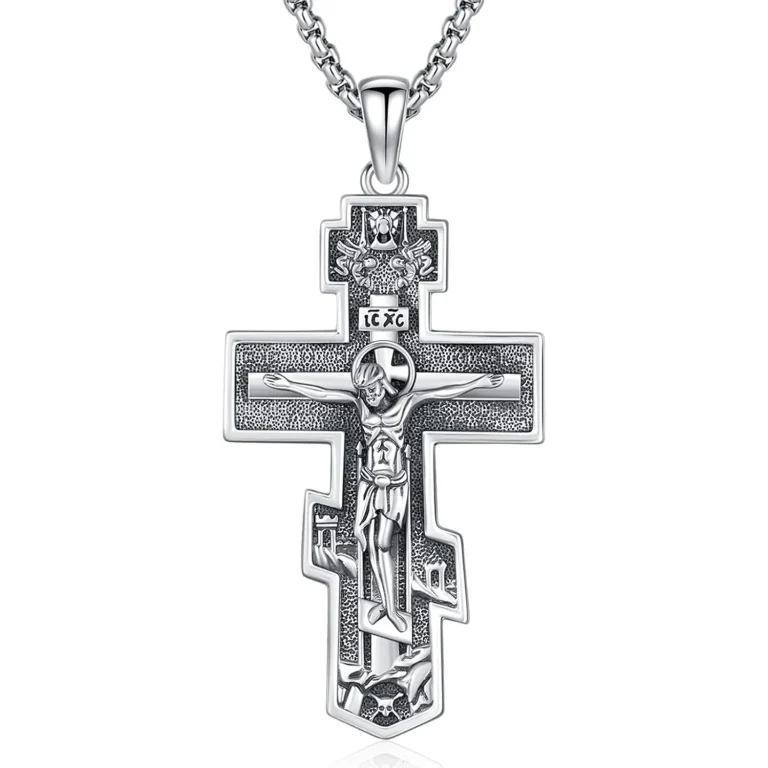 925 Sterling Silver Orthodox Cross Necklace Amulet product image