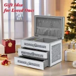 Mirrored Glass Jewelry Box 3-Layer 2-Drawer 6