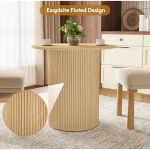 31.5-Inch Round Farmhouse Table Fluted Wood Base 5