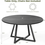 IRONCK Round Dining Table 51-inch for 6 People 2