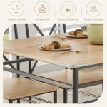 5-Piece Wood and Metal Dining Set with 4 Chairs 3