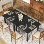 Modern Wood Dining Table Square for 2 to 4 4