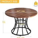 Round Dining Table 45-inch Farmhouse Metal Base 2