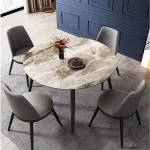 32-Inch Round Marble Dining Table for 4 2