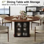 47-Inch Round Table with Fridge Storage Adjustable 4